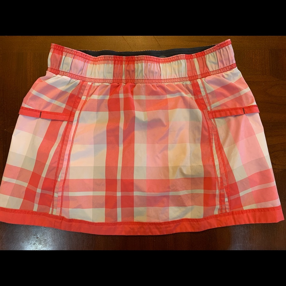 Lululemon Athletica Pink Plaid Fold & Go Skort